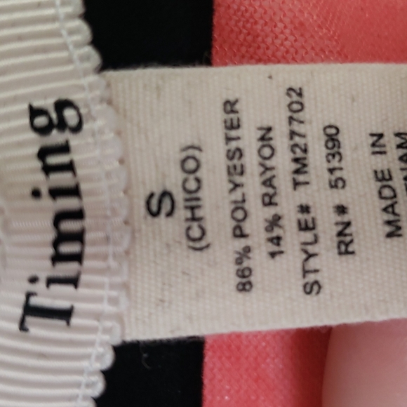 Timing Striped mint green,  violet and Coral Scoop Neck Tee, size small - Picture 2 of 3